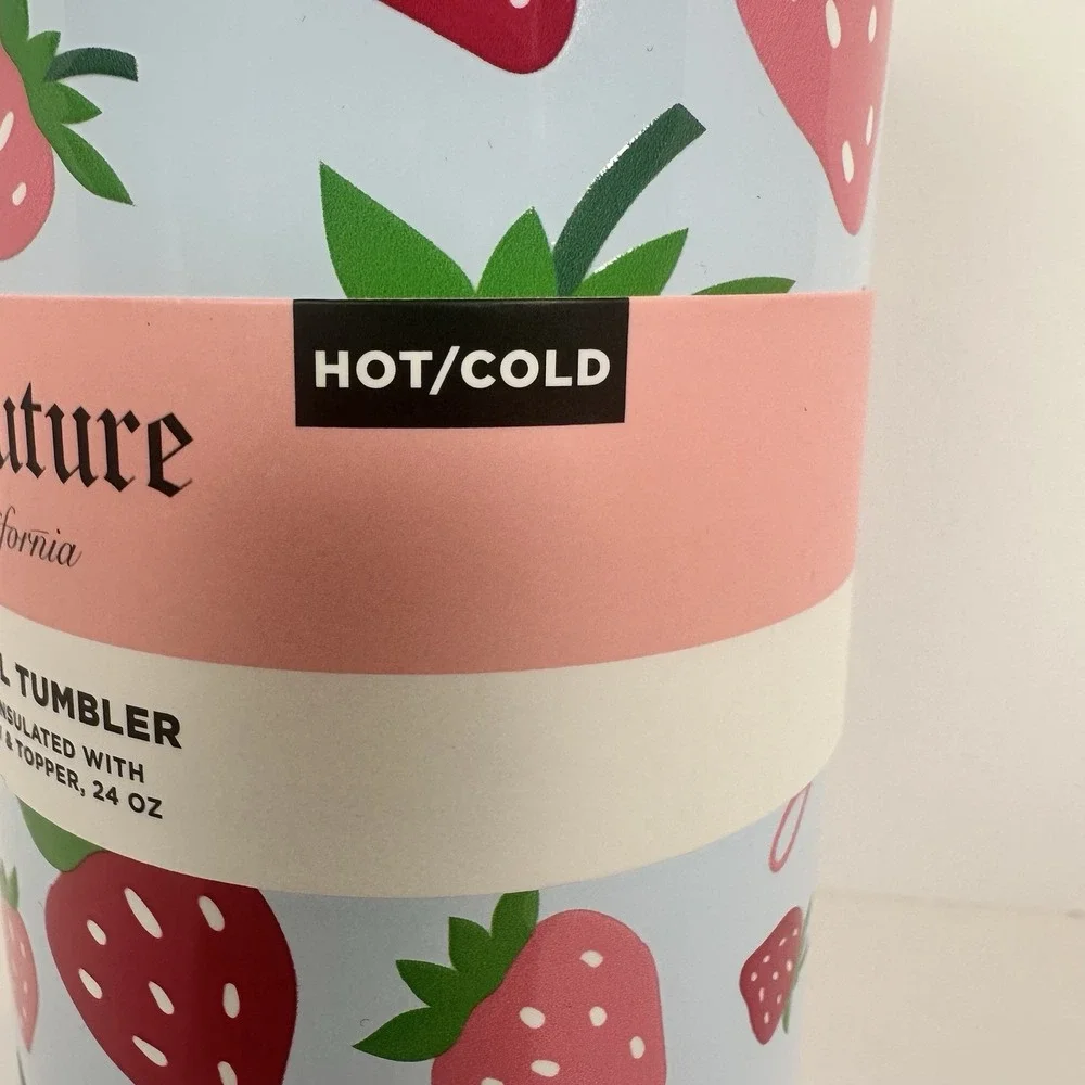 Juicy Couture Strawberry Tumbler 24 oz Stainless Steel Insulated Cup w Straw
